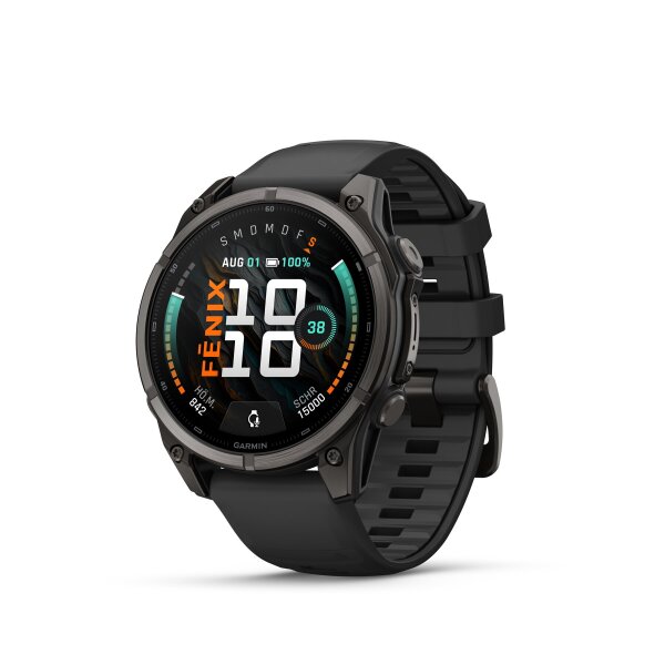 Garmin Fenix 9 - 47 mm, Amoled Sapphire DLC Titan schwarz/carbongrau